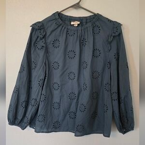 Ana Green Eyelet Women's Top Size Medium